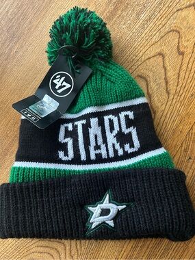 47 Dallas Stars Kids Knit Pom Beanie in Black, Green & White